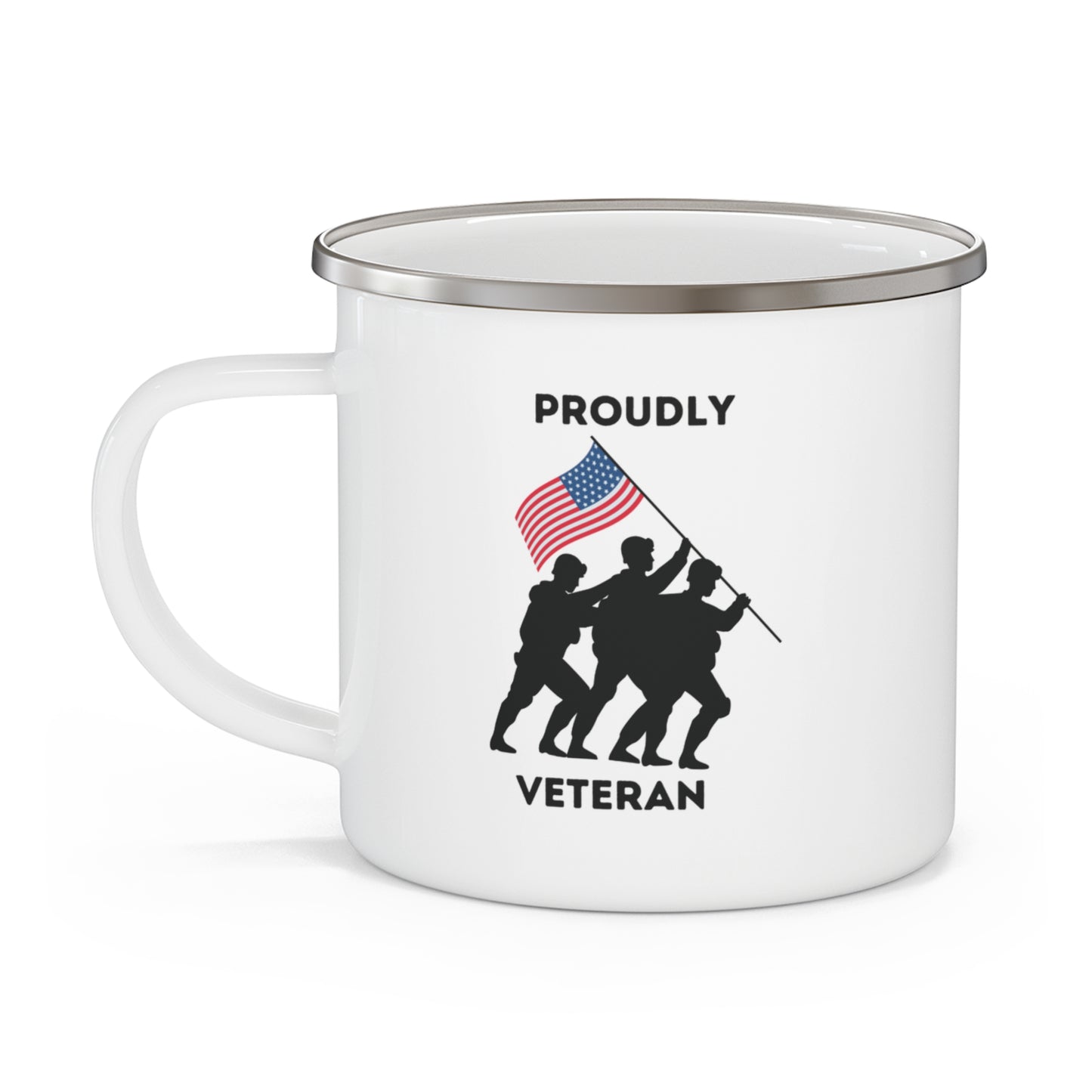 Proudly Veteran - Enamel Camping Mug