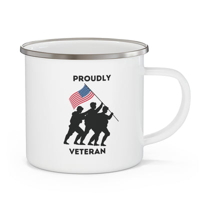 Proudly Veteran - Enamel Camping Mug