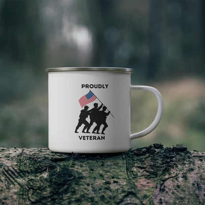 Proudly Veteran - Enamel Camping Mug