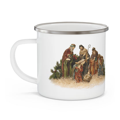 "More of Jesus, Less of Me" Enamel Mug with Nativity Scene