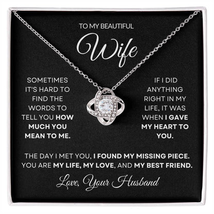 To My Wife - Love Knot Necklace