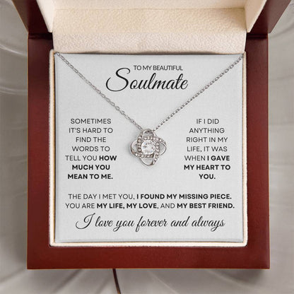 To My Soulmate - Love Knot Necklace