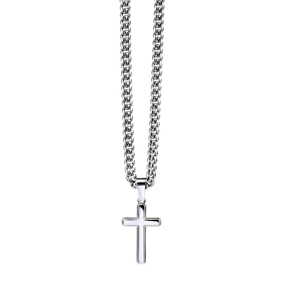 To my son - Artisan Cross Necklace on Cuban Chain