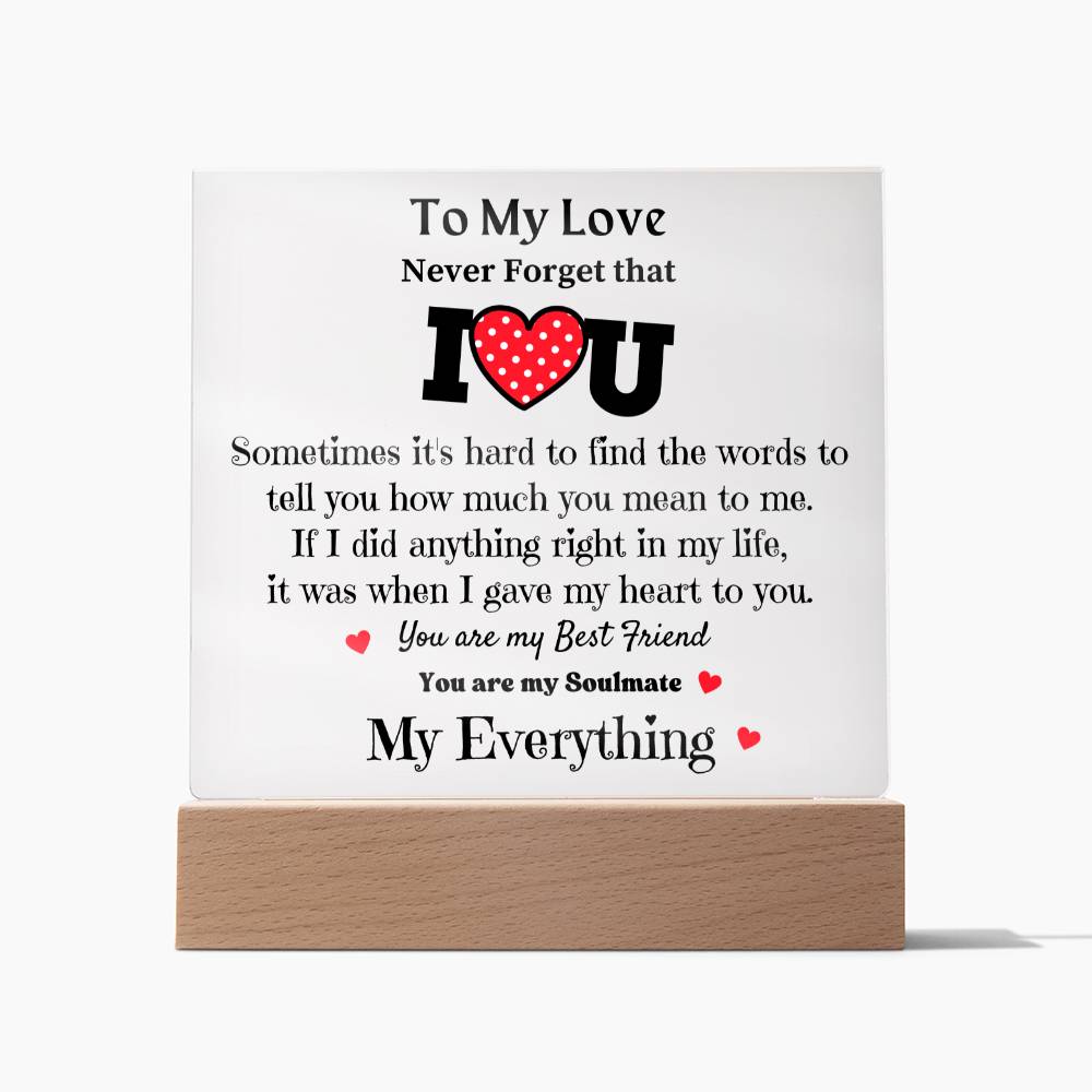 To My Love - Acrylic Square Plaque