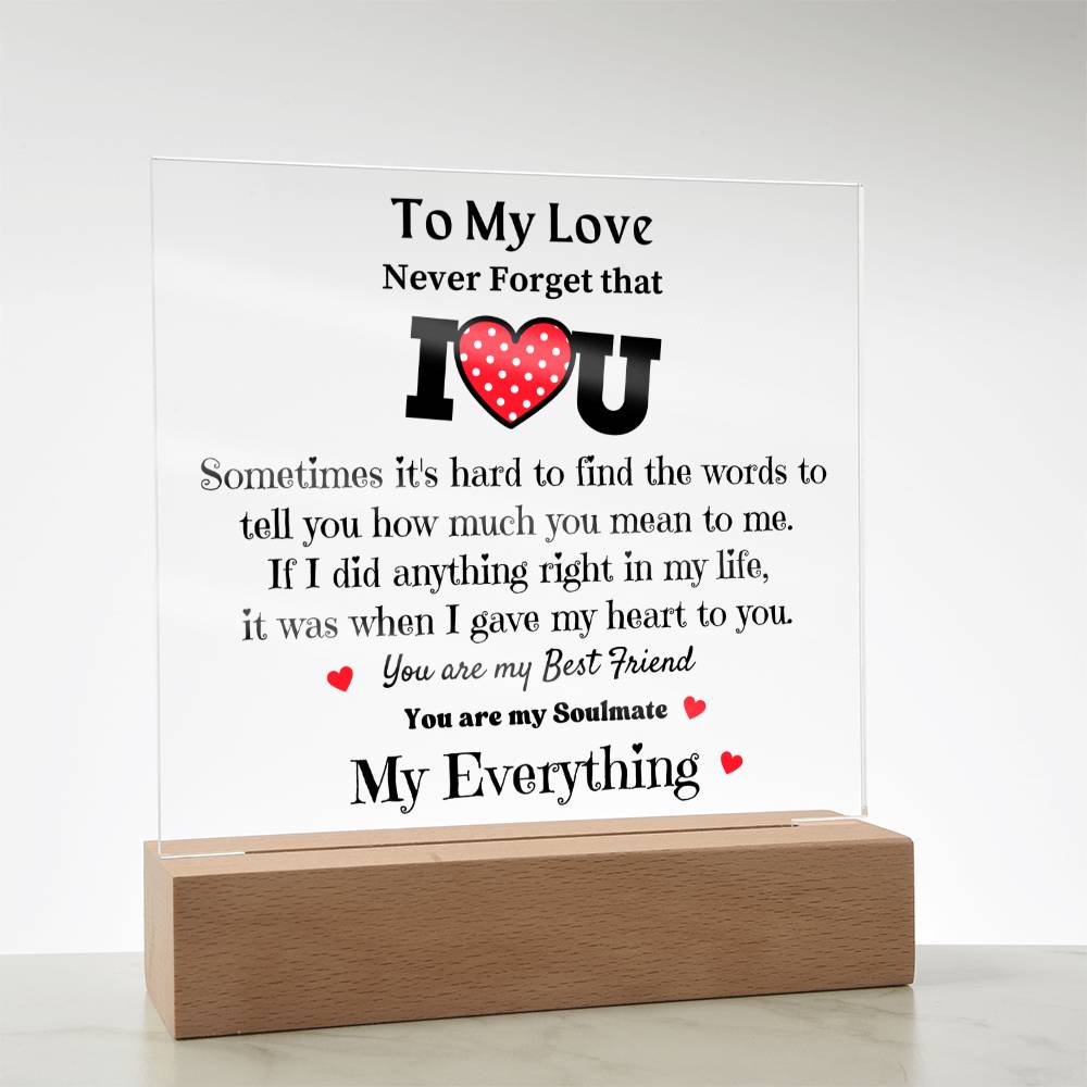 To My Love - Acrylic Square Plaque