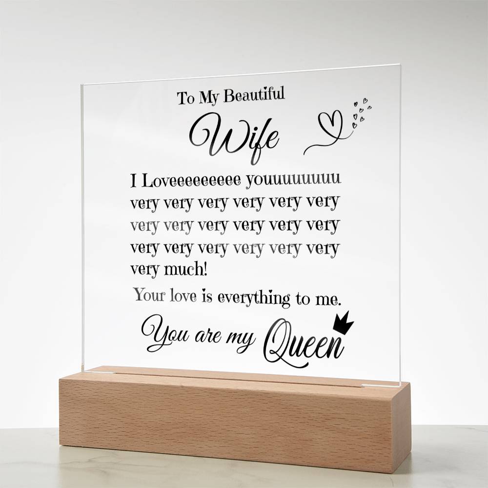 To My Beautiful  Wife - Acrylic Square Plaque