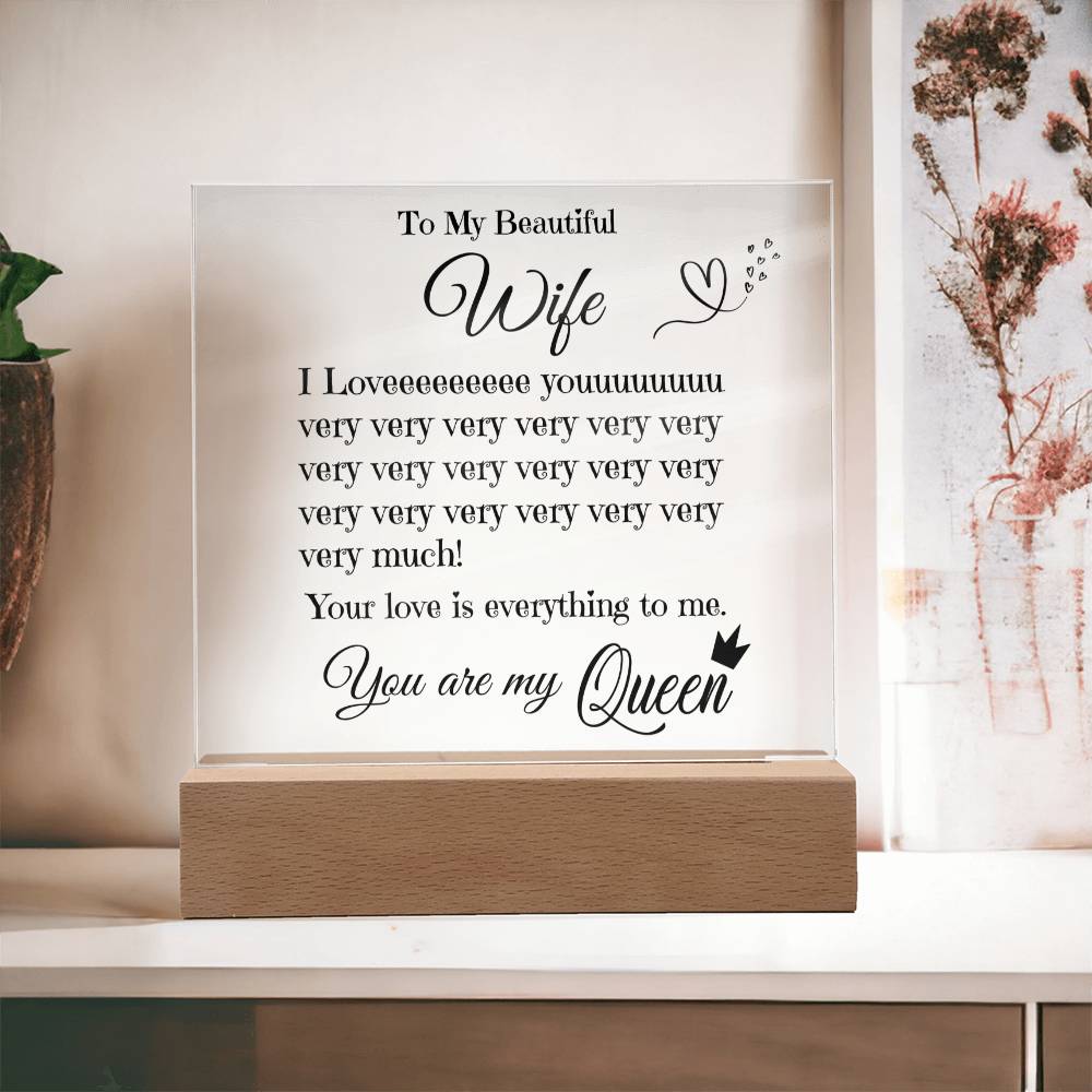 To My Beautiful  Wife - Acrylic Square Plaque