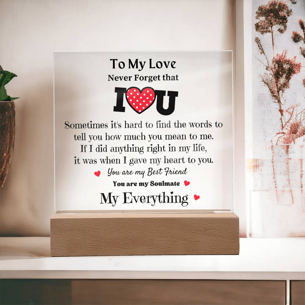 To My Love - Acrylic Square Plaque