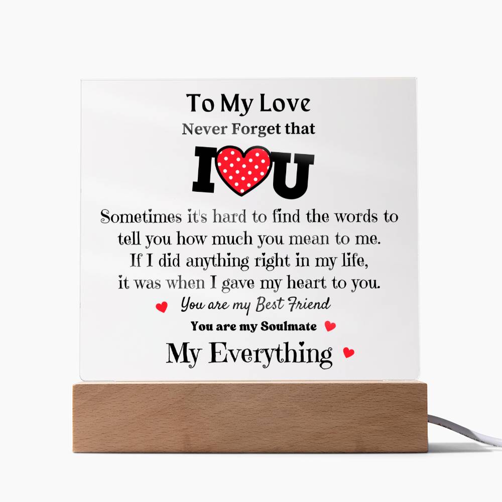 To My Love - Acrylic Square Plaque