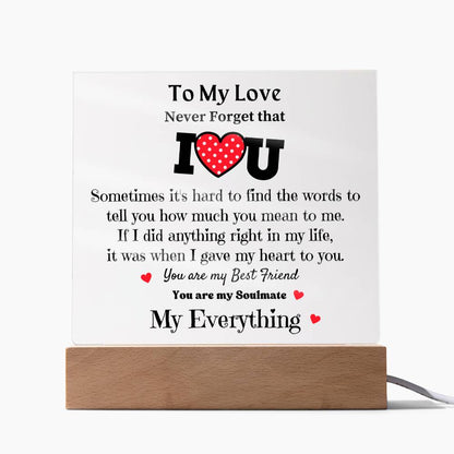 To My Love - Acrylic Square Plaque