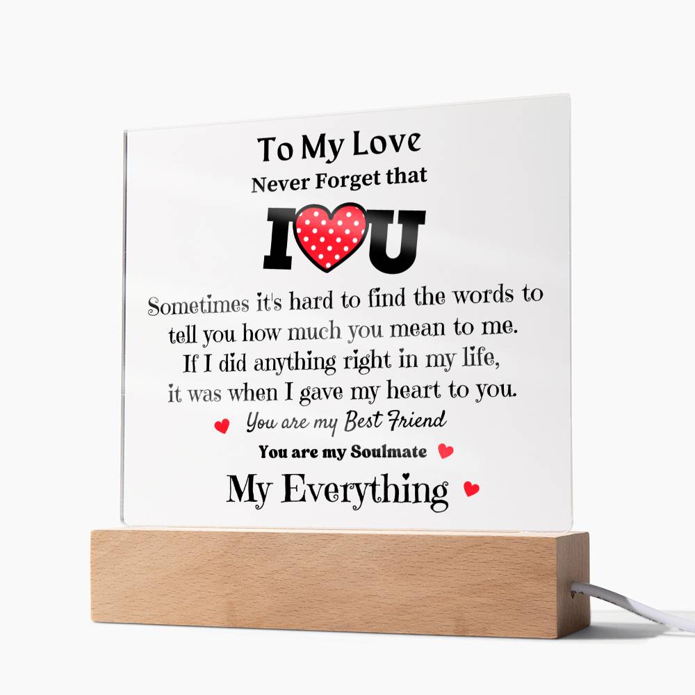 To My Love - Acrylic Square Plaque