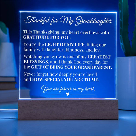 Acrylic Square Plaque - To my Granddaughter