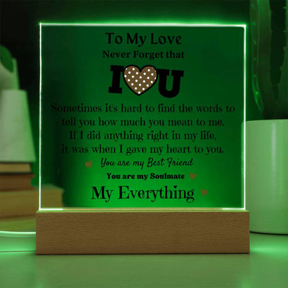 To My Love - Acrylic Square Plaque