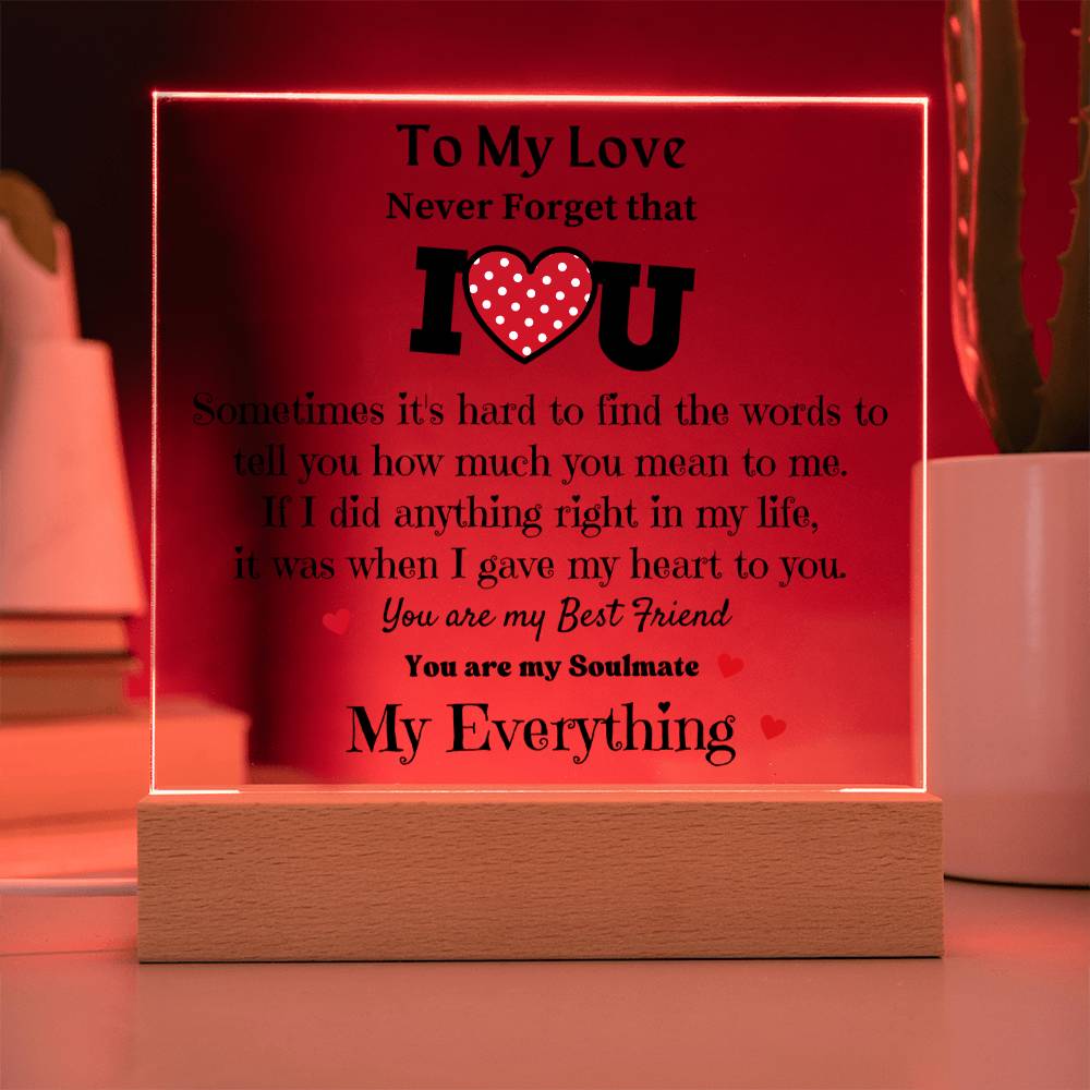 To My Love - Acrylic Square Plaque