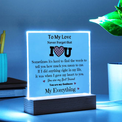 To My Love - Acrylic Square Plaque