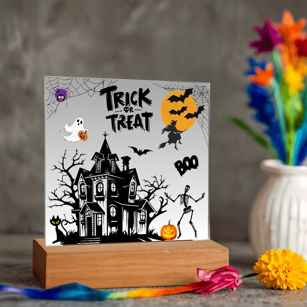 Halloween Acrylic Square Plaque - Trick or Treat